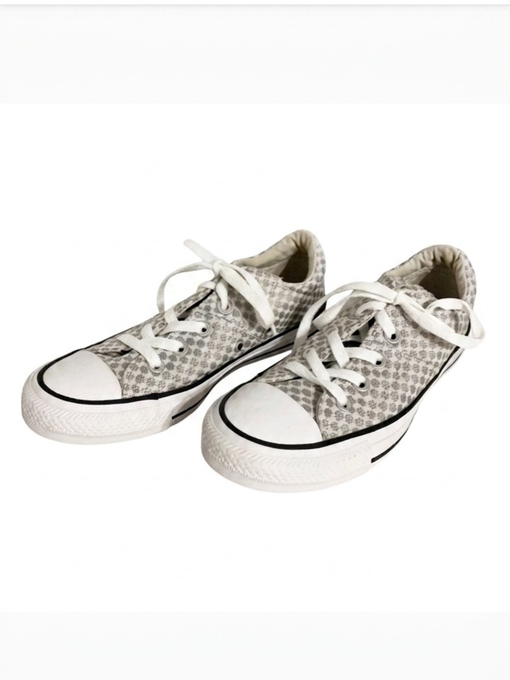 Converse Chuck Taylor Low Top All Stars Metallic Polka Dot Canvas Sneaker Silver
